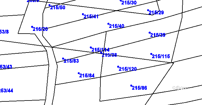 Parcela st. 215/38 v KÚ Strážovice, Katastrální mapa
