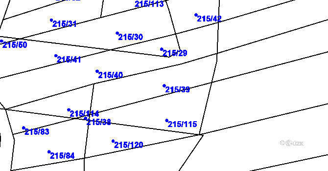 Parcela st. 215/39 v KÚ Strážovice, Katastrální mapa
