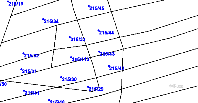 Parcela st. 215/43 v KÚ Strážovice, Katastrální mapa