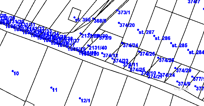 Parcela st. 374/12 v KÚ Strážovice, Katastrální mapa