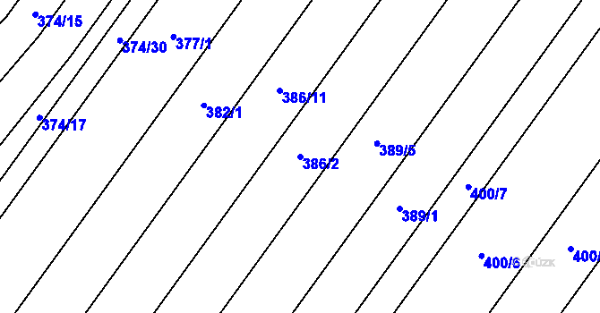 Parcela st. 386/2 v KÚ Strážovice, Katastrální mapa