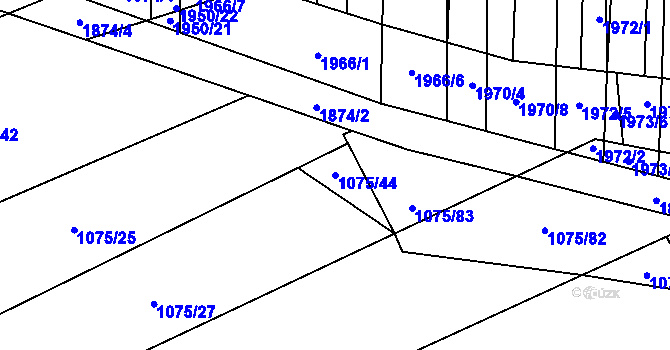 Parcela st. 1075/44 v KÚ Strážovice, Katastrální mapa