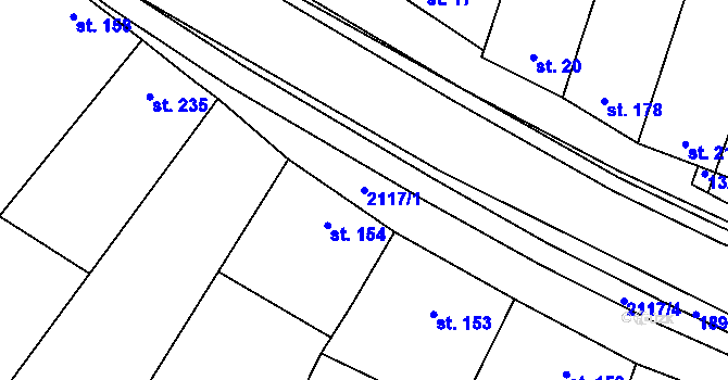 Parcela st. 2117/1 v KÚ Strážovice, Katastrální mapa
