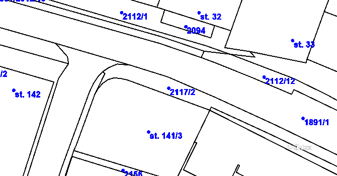 Parcela st. 2117/2 v KÚ Strážovice, Katastrální mapa