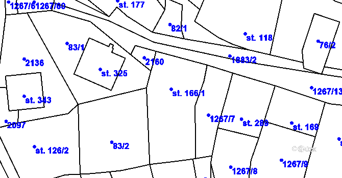 Parcela st. 166/1 v KÚ Strážovice, Katastrální mapa