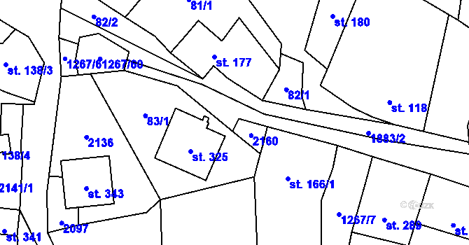 Parcela st. 166/2 v KÚ Strážovice, Katastrální mapa