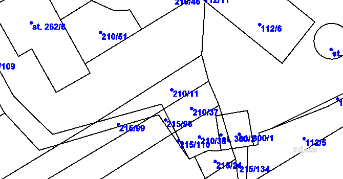 Parcela st. 210/11 v KÚ Strážovice, Katastrální mapa