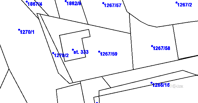 Parcela st. 1267/59 v KÚ Strážovice, Katastrální mapa