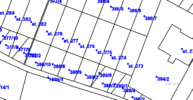 Parcela st. 275 v KÚ Strážovice, Katastrální mapa