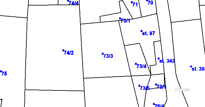 Parcela st. 73/3 v KÚ Strážovice, Katastrální mapa