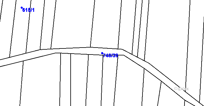 Parcela st. 748/39 v KÚ Strážovice, Katastrální mapa