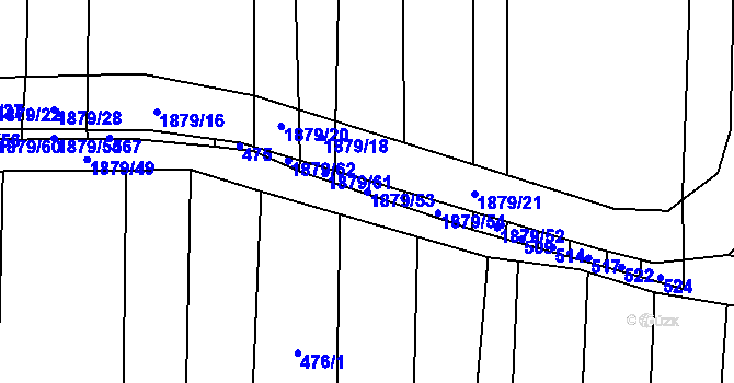 Parcela st. 1879/53 v KÚ Strážovice, Katastrální mapa