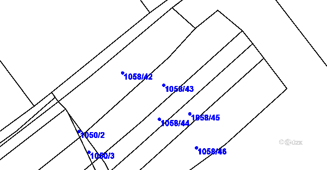 Parcela st. 1058/43 v KÚ Strážovice, Katastrální mapa