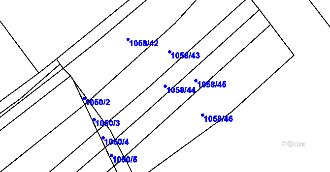 Parcela st. 1058/44 v KÚ Strážovice, Katastrální mapa