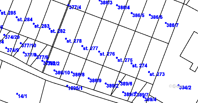 Parcela st. 276 v KÚ Strážovice, Katastrální mapa