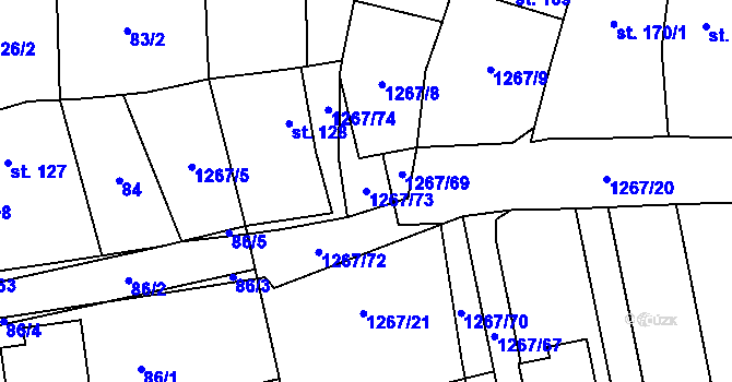 Parcela st. 1267/73 v KÚ Strážovice, Katastrální mapa