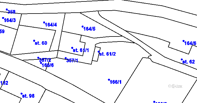 Parcela st. 61/2 v KÚ Strenice, Katastrální mapa