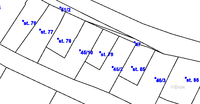 Parcela st. 79 v KÚ Strenice, Katastrální mapa