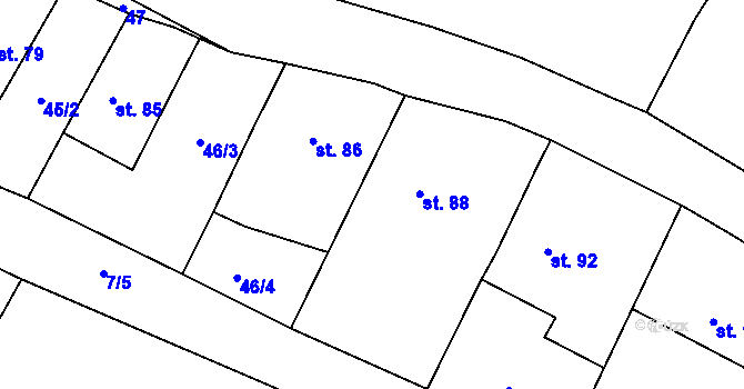 Parcela st. 88 v KÚ Strenice, Katastrální mapa