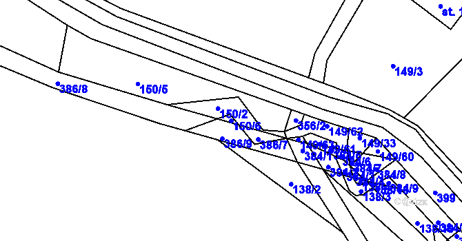 Parcela st. 150/6 v KÚ Strenice, Katastrální mapa