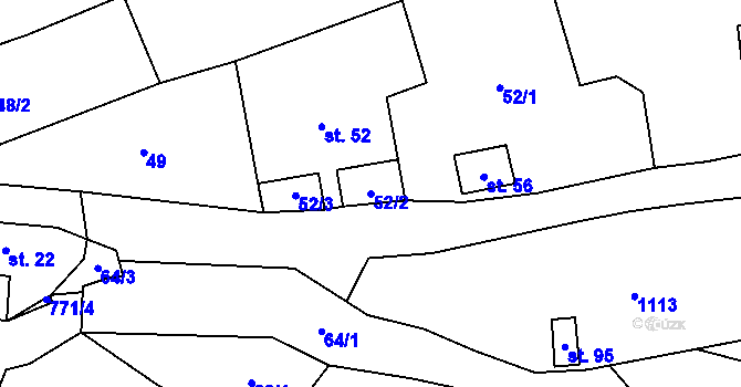 Parcela st. 52/2 v KÚ Strhaře, Katastrální mapa