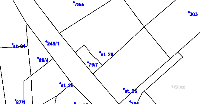 Parcela st. 28 v KÚ Hradiště nad Ohří, Katastrální mapa