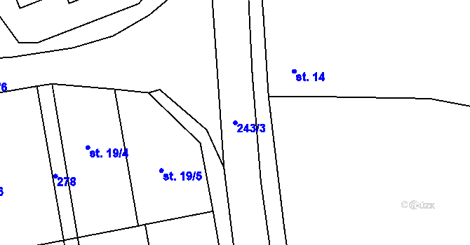 Parcela st. 243/3 v KÚ Hradiště nad Ohří, Katastrální mapa
