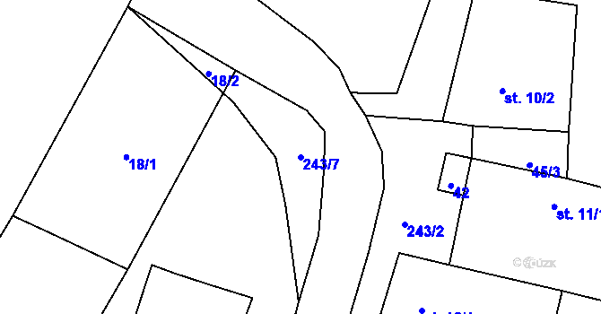 Parcela st. 243/7 v KÚ Hradiště nad Ohří, Katastrální mapa