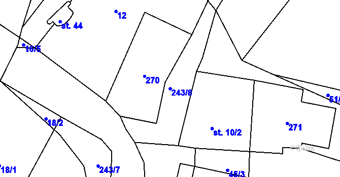 Parcela st. 243/8 v KÚ Hradiště nad Ohří, Katastrální mapa
