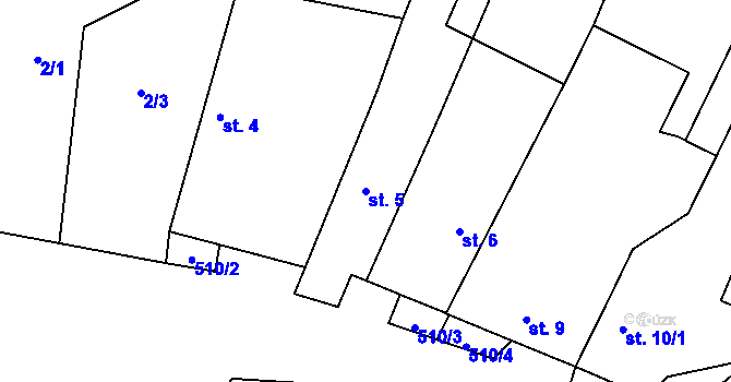 Parcela st. 5 v KÚ Strkovice, Katastrální mapa