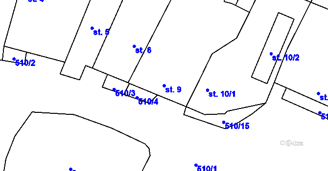 Parcela st. 9 v KÚ Strkovice, Katastrální mapa