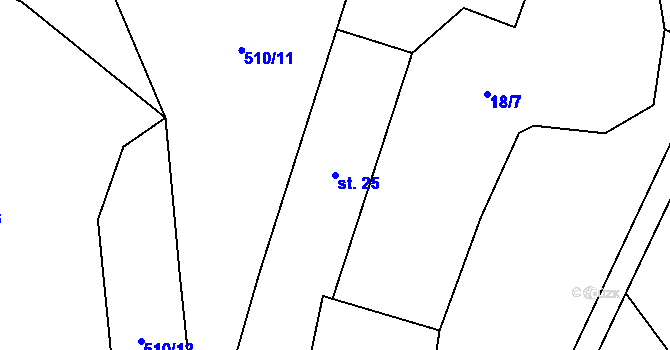 Parcela st. 25 v KÚ Strkovice, Katastrální mapa
