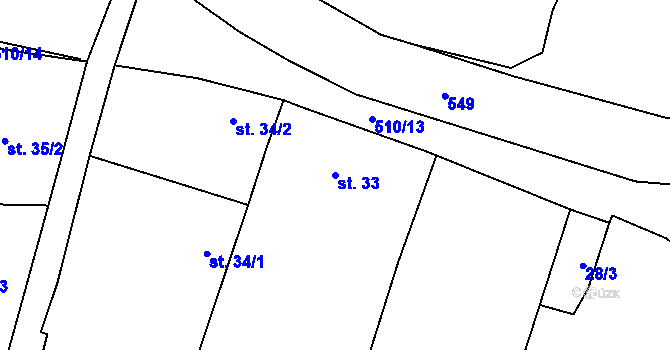 Parcela st. 33 v KÚ Strkovice, Katastrální mapa