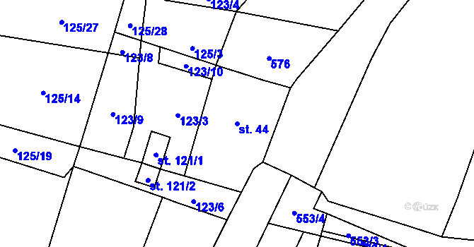 Parcela st. 44 v KÚ Strkovice, Katastrální mapa