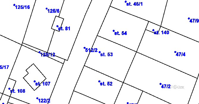 Parcela st. 53 v KÚ Strkovice, Katastrální mapa