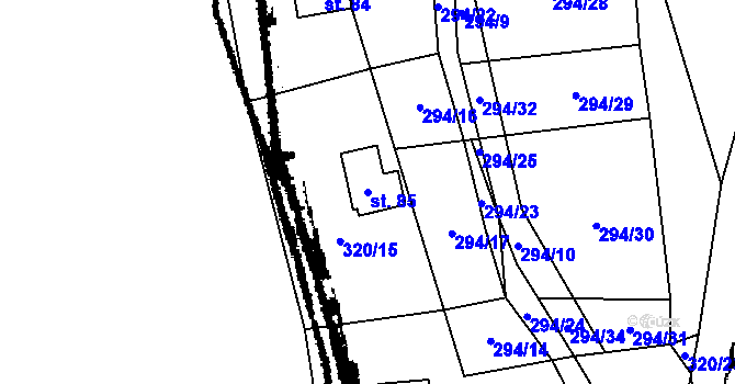 Parcela st. 85 v KÚ Strkovice, Katastrální mapa