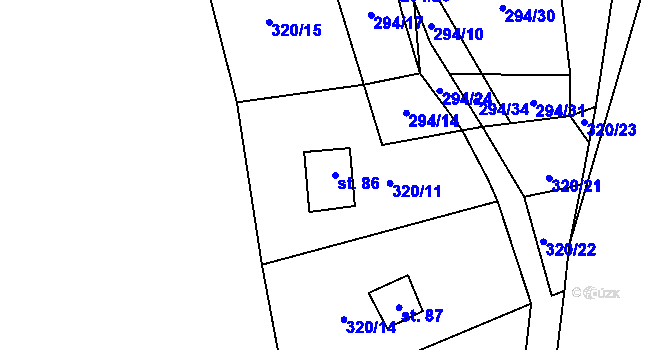 Parcela st. 86 v KÚ Strkovice, Katastrální mapa