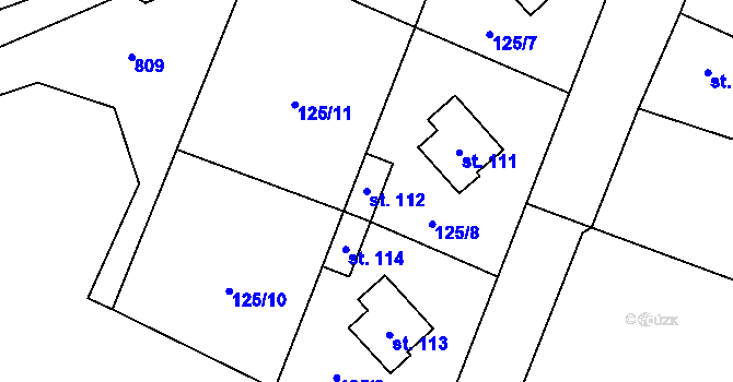Parcela st. 112 v KÚ Strkovice, Katastrální mapa