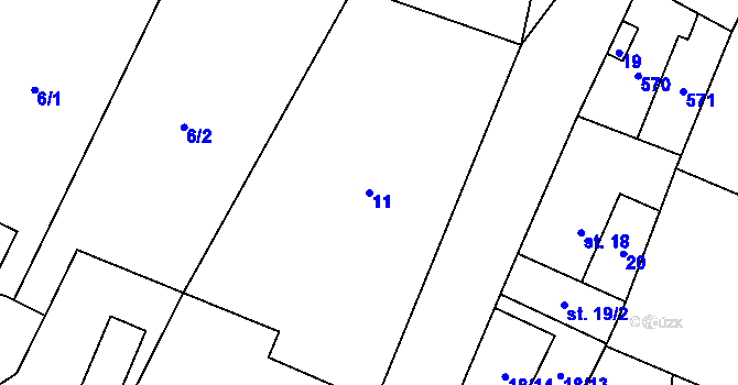 Parcela st. 11 v KÚ Strkovice, Katastrální mapa