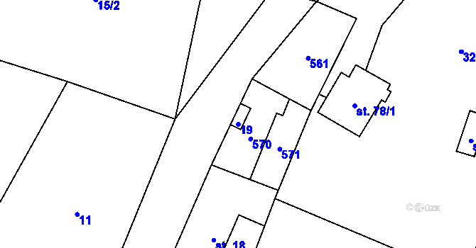 Parcela st. 19 v KÚ Strkovice, Katastrální mapa