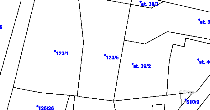 Parcela st. 123/5 v KÚ Strkovice, Katastrální mapa