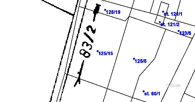 Parcela st. 125/15 v KÚ Strkovice, Katastrální mapa