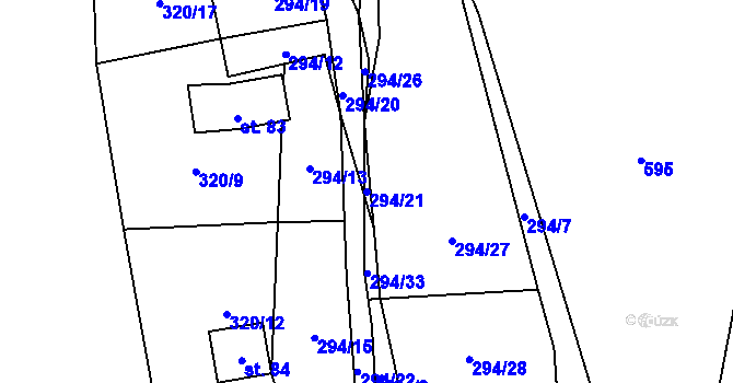 Parcela st. 294/21 v KÚ Strkovice, Katastrální mapa