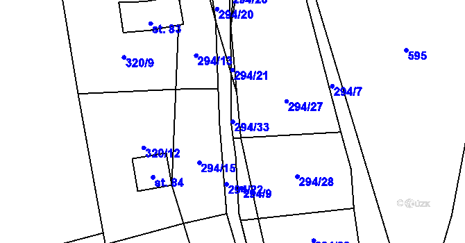 Parcela st. 294/33 v KÚ Strkovice, Katastrální mapa