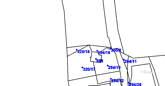 Parcela st. 320/3 v KÚ Strkovice, Katastrální mapa