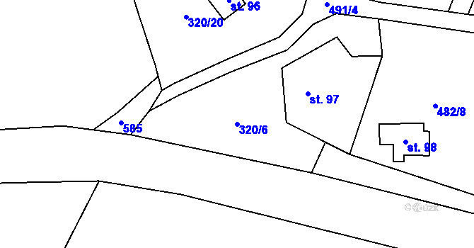 Parcela st. 320/6 v KÚ Strkovice, Katastrální mapa