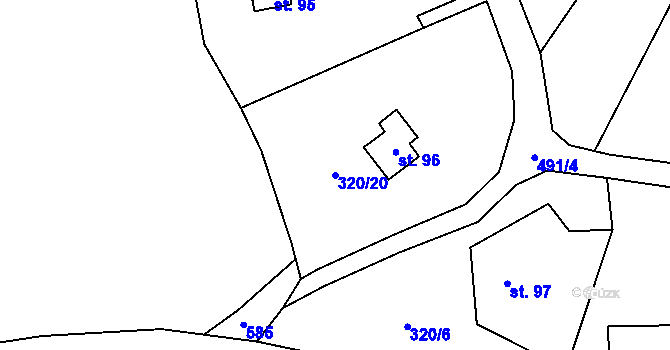 Parcela st. 320/20 v KÚ Strkovice, Katastrální mapa