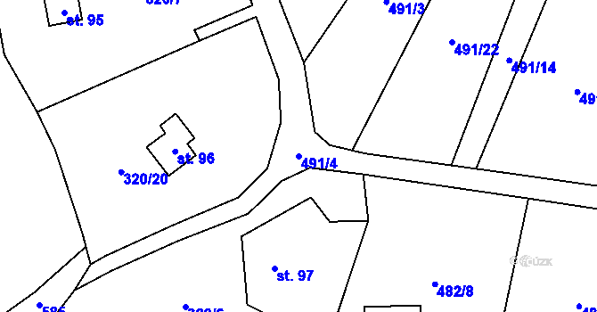 Parcela st. 491/4 v KÚ Strkovice, Katastrální mapa