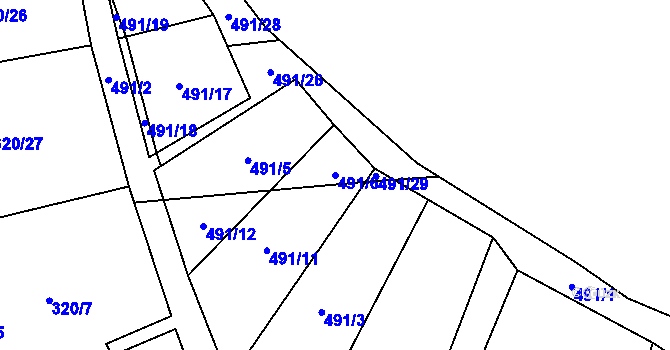 Parcela st. 491/6 v KÚ Strkovice, Katastrální mapa