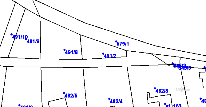 Parcela st. 491/7 v KÚ Strkovice, Katastrální mapa